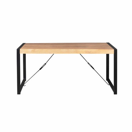 Eettafel van naturel mangohout, 180 x 90 cm, met industrieel U-vormig frame, foto 2
