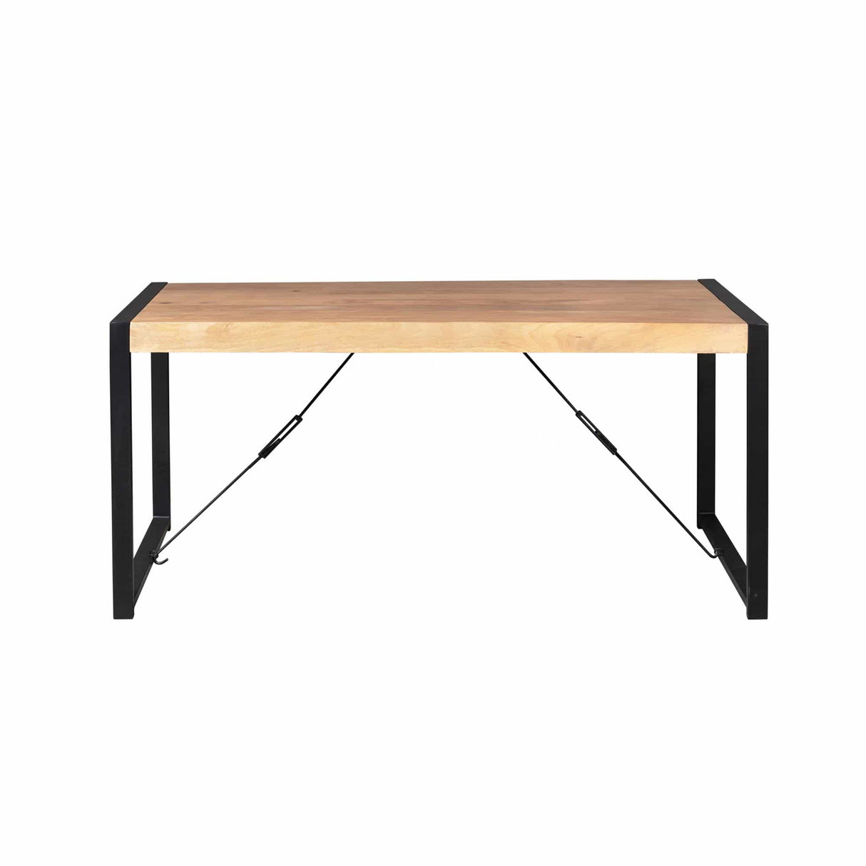 Eettafel - Naturel Mangohout - 180x90 cm - Industrieel U-poot Frame Kitchen & Dining Room Tables Starfurn