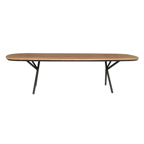 Eettafel van naturel mangohout, 240 cm, met zwarte metalen U-poot, foto 2