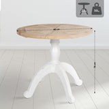 Eettafel Roswell Rond 90 cm – Massief Hout – Landhuisstijl – Naturel/Wit Kitchen & Dining Room Tables Knuska