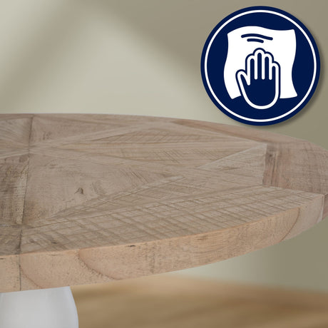 Eettafel Roswell Rond 90 cm – Massief Hout – Landhuisstijl – Naturel/Wit Kitchen & Dining Room Tables Knuska