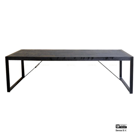 Eettafel van zwart mangohout, 220 x 90 cm, industrieel met Japandi-invloeden, foto 2