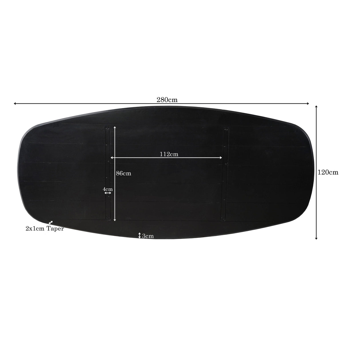 Eiken Blad Ferris Deens Ovaal 280 cm Zwart Starfurn