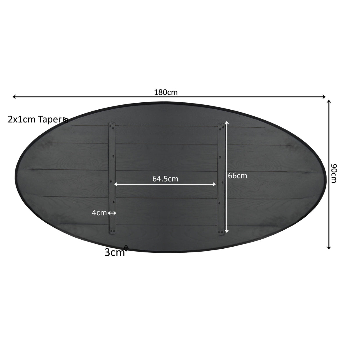 Eiken Blad Ferris Ovaal 180 cm Zwart Starfurn