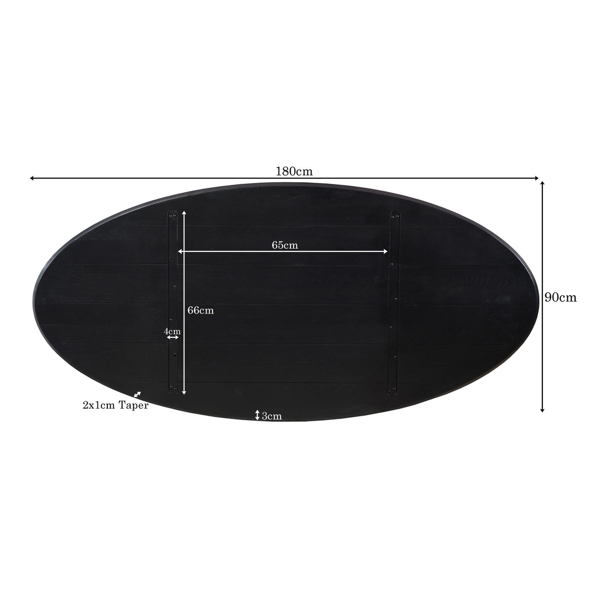 Eiken Blad Ferris Ovaal 180 cm Zwart Starfurn