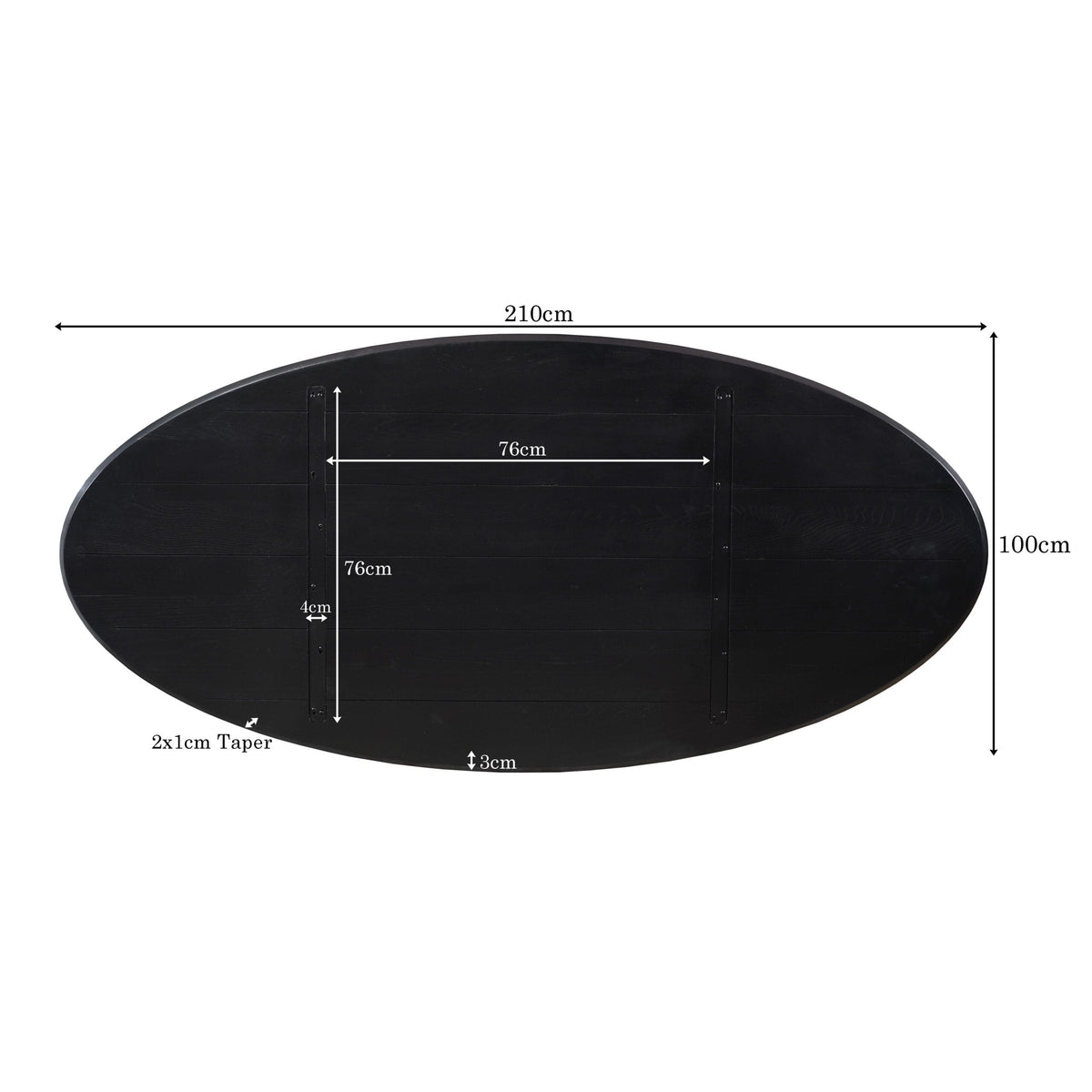 Eiken Blad Ferris Ovaal 210 cm Zwart Starfurn