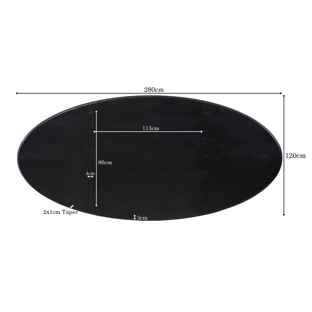 Eiken Blad Ferris Ovaal 280 cm Zwart Starfurn