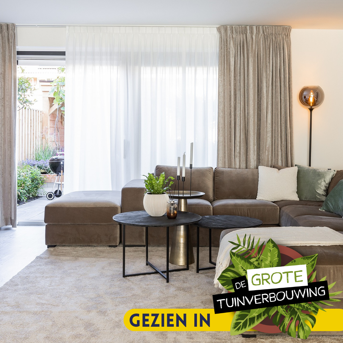 Salontafel set Zwart Mangohout - 2-delig - Rond Design