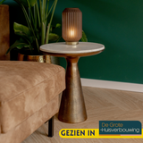 Bijzettafel - Wit Marmer - Metaal - Goud - 45 cm