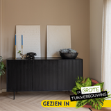 Dressoir - Zwart - Mangohout - 165 cm - 3 Deuren