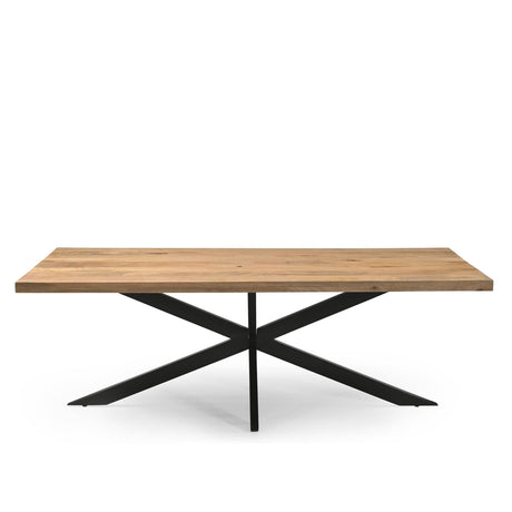 Grote industriële eettafel van mangohout, 240 x 100 cm, met matrixpoot, foto 2