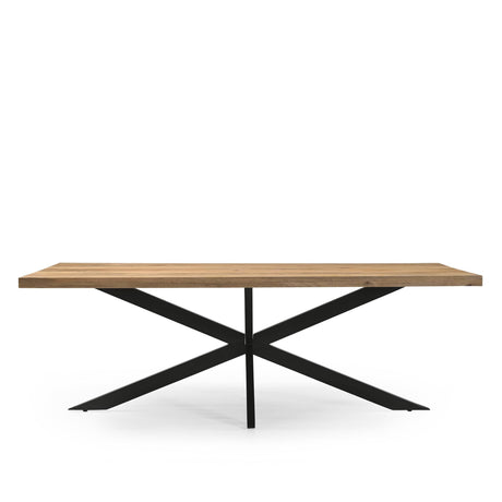 Grote industriële eettafel van mangohout, 240 x 100 cm, met matrixpoot, foto 4
