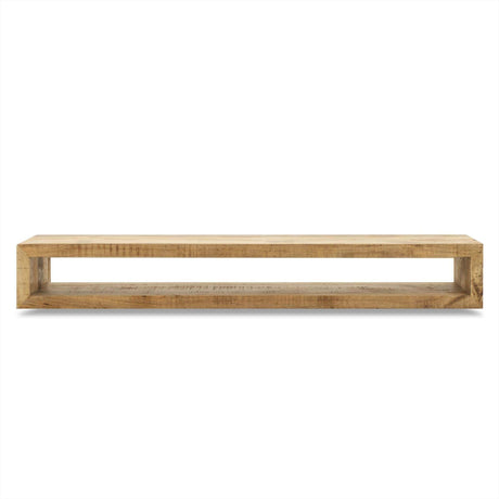 Hangend naturel tv-meubel van mangohout, 220 cm breed en 35 cm diep, zwevend design, foto 2