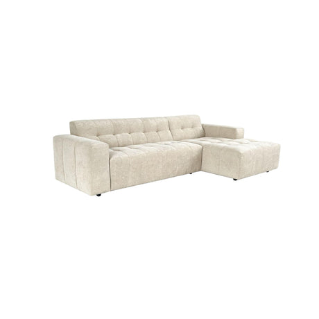 Hoekbank in beige met blokvormige elementen, 2,5-zits met lounge rechts, foto 3