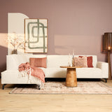 Hoekbank in beige met strakke lijnen, 2,5-zits met divan links, foto 5