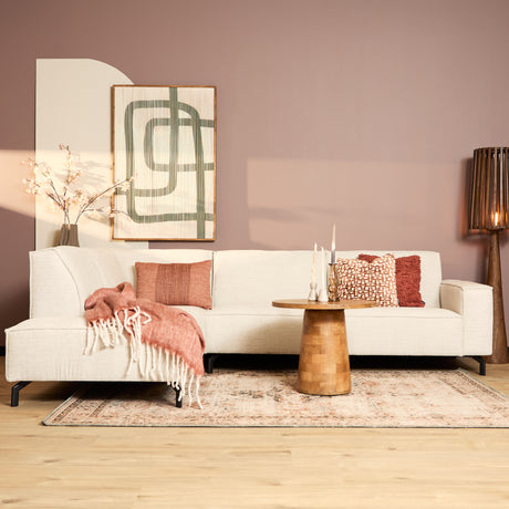 Hoekbank in beige met strakke lijnen, 2,5-zits met divan links, foto 5