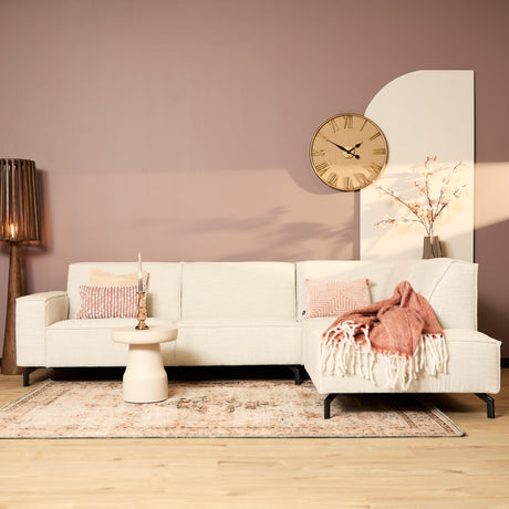 Hoekbank in beige met strakke lijnen, 2,5-zits met divan rechts, foto 4