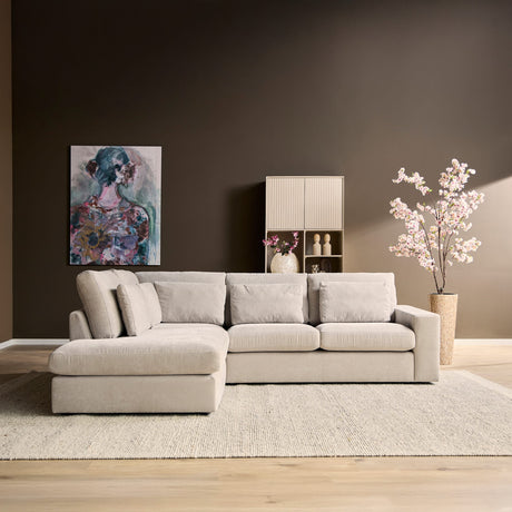 Hoekbank - Beige - Toffee - Boston Stof - Divan Links - 2,5-zits Sectional Sofas Starfurn
