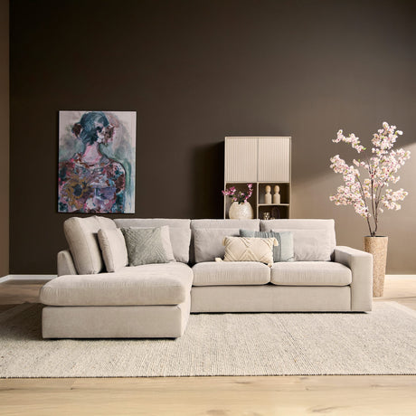 Hoekbank - Beige - Toffee - Boston Stof - Divan Links - 2,5-zits Sectional Sofas Starfurn