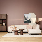 Hoekbank van beige velvet met strakke lijnen, 2,5-zits met divan rechts, foto 2