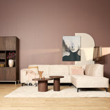 Hoekbank van beige velvet met strakke lijnen, 2,5-zits met divan rechts, foto 9