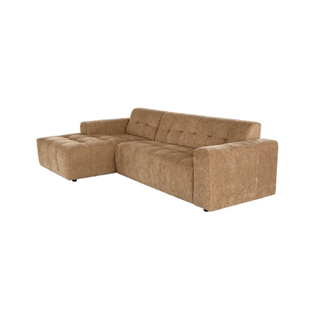 Hoekbank in camel met blokvormige elementen, 2,5-zits met lounge links, foto 3