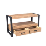 Industrieel Tv-meubel - Naturel Mangohout - 120 cm - 2 Lades & Open Vak Entertainment Centers & TV Stands Starfurn