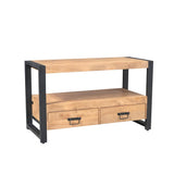Industrieel Tv-meubel - Naturel Mangohout - 120 cm - 2 Lades & Open Vak Entertainment Centers & TV Stands Starfurn