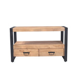 Industrieel Tv-meubel - Naturel Mangohout - 120 cm - 2 Lades & Open Vak Entertainment Centers & TV Stands Starfurn