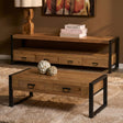 Industriële Salontafel - Naturel Mangohout - 120 cm - Twee Lades Coffee Tables Starfurn