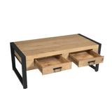 Industriële Salontafel - Naturel Mangohout - 120 cm - Twee Lades Coffee Tables Starfurn