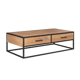 Industriële salontafel van naturel mangohout, 130 cm breed, foto 3