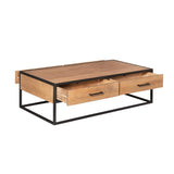 Industriële salontafel van naturel mangohout, 130 cm breed, foto 4