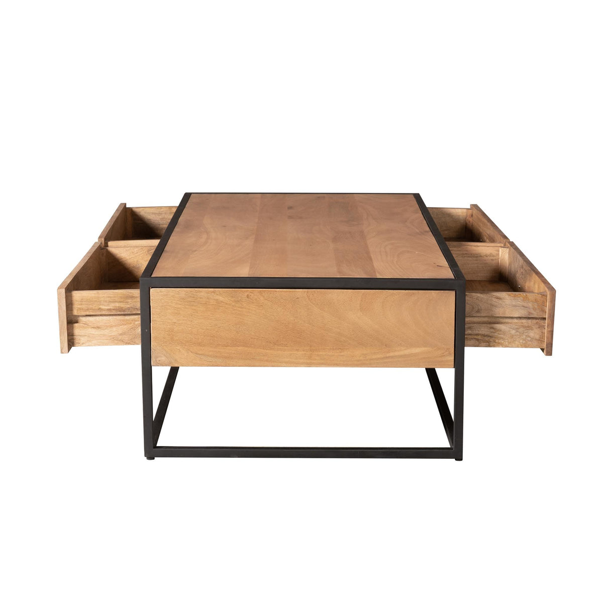Industriële salontafel van naturel mangohout, 130 cm breed, foto 5
