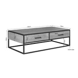 Industriële salontafel van naturel mangohout, 130 cm breed, foto 6