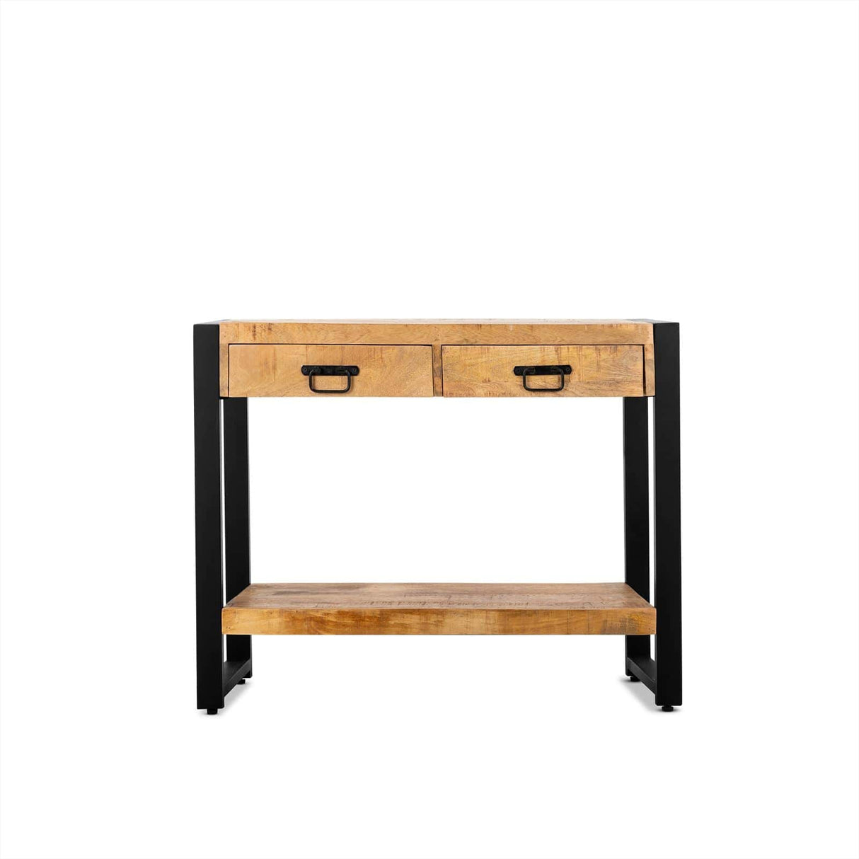 Industriële Sidetable 120 cm van Mangohout met Lades, Onderplank en Stale Frame Benoa