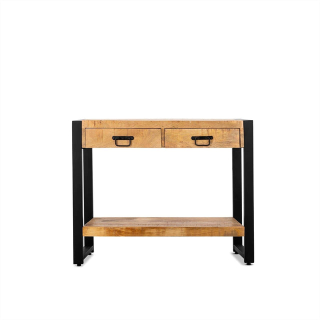 Industriële Sidetable 120 cm van Mangohout met Lades, Onderplank en Stale Frame Benoa