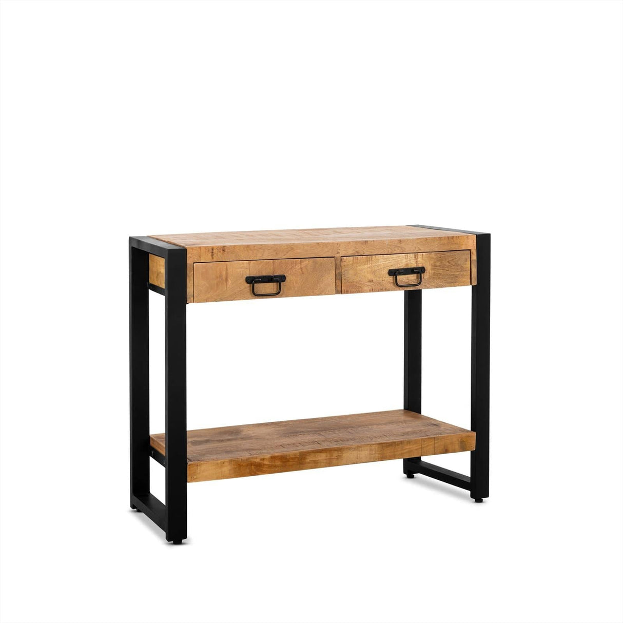 Industriële Sidetable 120 cm van Mangohout met Lades, Onderplank en Stale Frame Benoa