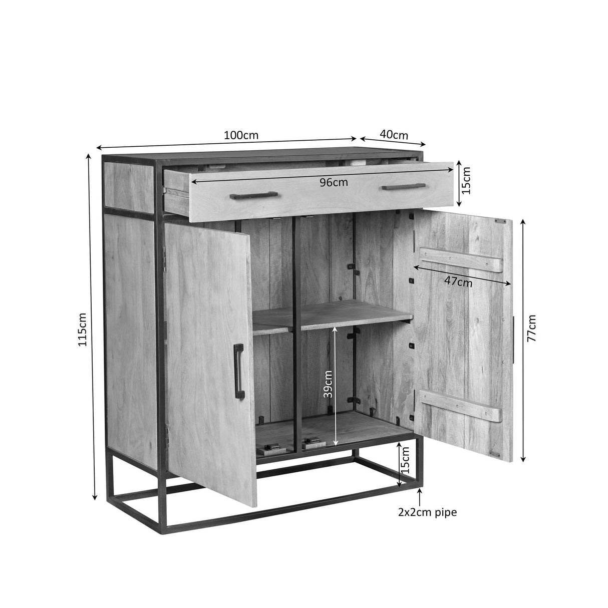 Kabinet - Naturel - Mangohout - 100 cm Buffets Starfurn