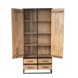 Kabinet - Naturel - Mangohout - 90 cm - 2 Deuren - 4 Lades Double Wardrobes Starfurn