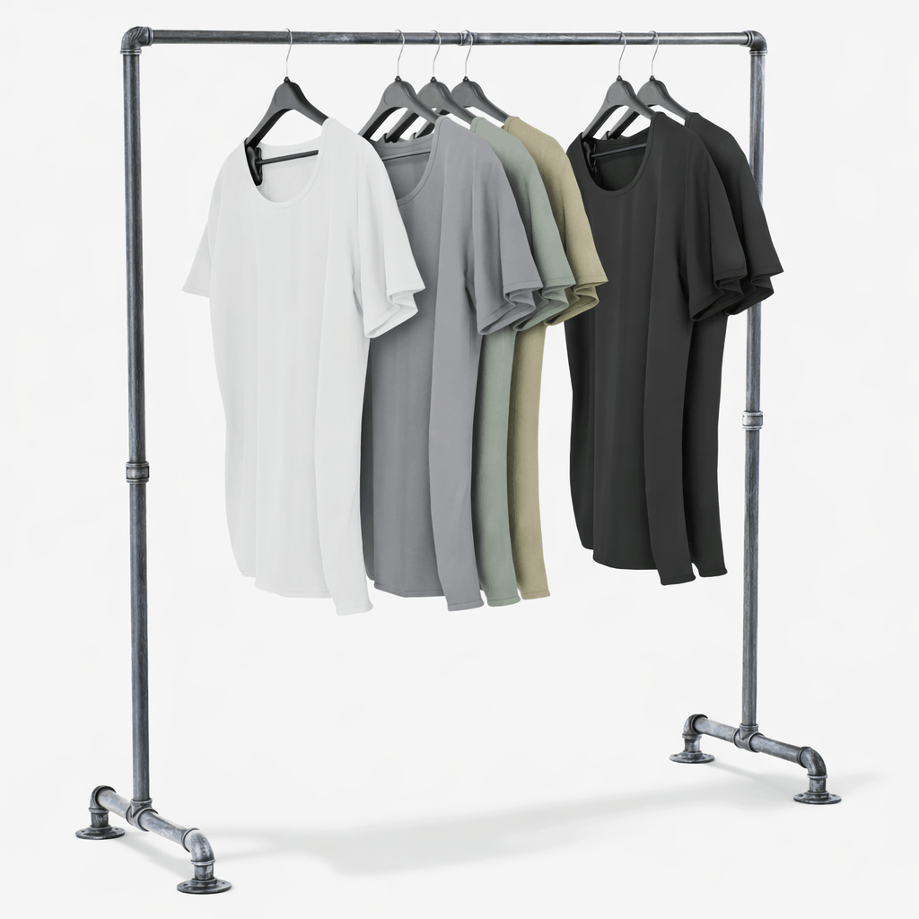 Kledingrek Jersey – Metaal – Zilver – Industrieel Design – Verstelbare Breedte Kapstok Knuska