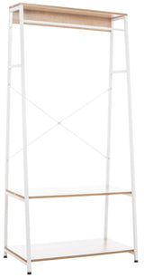 Kledingrek Luton met Legplanken – Hout & Metaal – Naturel/Wit – Modern Design Kapstok Knuska