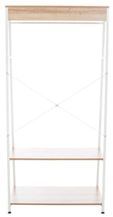 Kledingrek Luton met Legplanken – Hout & Metaal – Naturel/Wit – Modern Design Kapstok Knuska