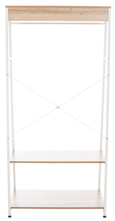 Kledingrek Luton met Legplanken – Hout & Metaal – Naturel/Wit – Modern Design Kapstok Knuska