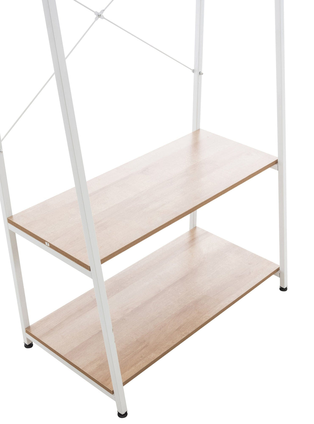 Kledingrek Luton met Legplanken – Hout & Metaal – Naturel/Wit – Modern Design Kapstok Knuska