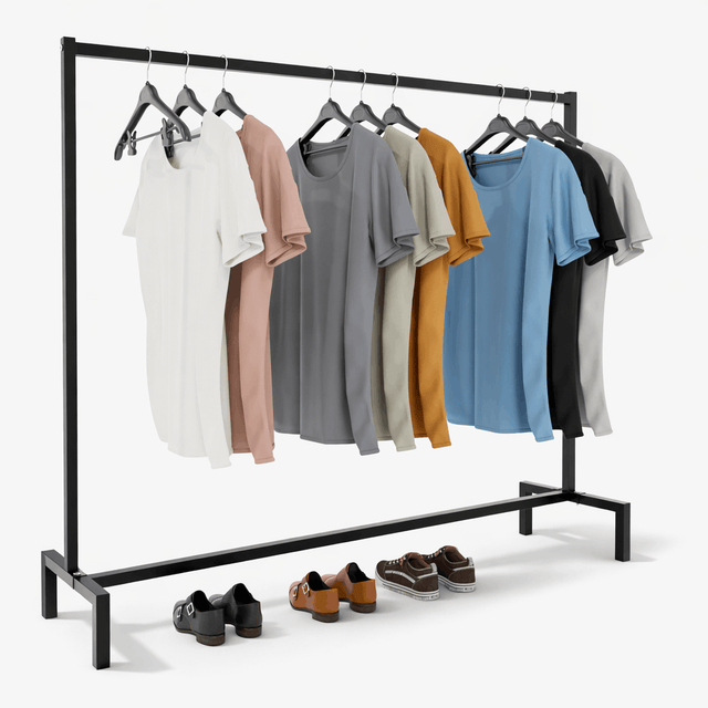 Kledingrek Melva Zwart – Industrieel Design – Metaal – Extra Sterk (100 kg) Kapstok Knuska