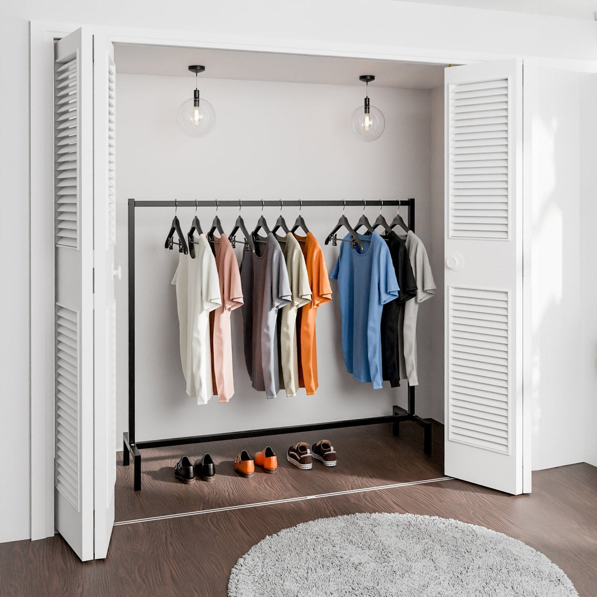 Kledingrek Melva Zwart – Industrieel Design – Metaal – Extra Sterk (100 kg) Kapstok Knuska