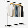 Kledingrek Soran Zwart – Verstelbaar & Verrijdbaar – Metaal – Modern Design Kapstok Knuska