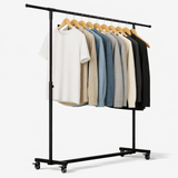 Kledingrek Soran Zwart – Verstelbaar & Verrijdbaar – Metaal – Modern Design Kapstok Knuska