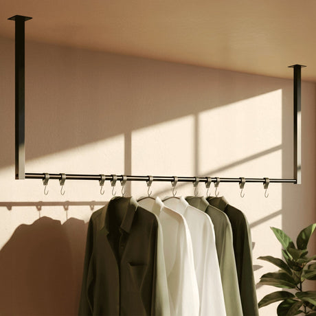 Kledingstang Fenton Zwart – Wand- en Plafondmontage – Metaal – Modern Design Kapstok Knuska
